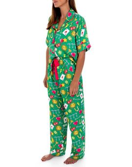 Sunshine Society Sunshine Society Women's Lucky Silky Short Sleeve Pant Set