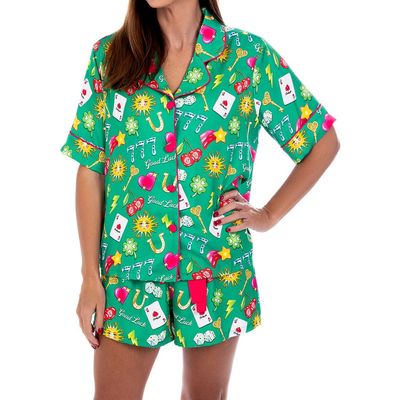 Sunshine Society Sunshine Society Women's Lucky Silky Short Sleeve Short Set