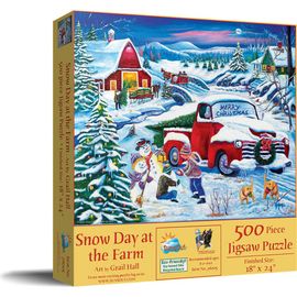 Sunsout Sunsout Snow Day at the Farm 500 piece Jigsaw Puzzle for Adults