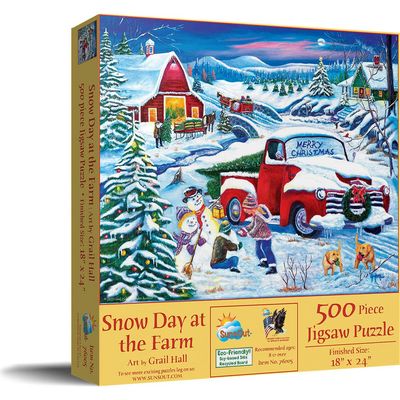 Sunsout Sunsout Snow Day at the Farm 500 piece Jigsaw Puzzle for Adults
