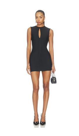 carminia mini dress in black superdown hugging mini dress is