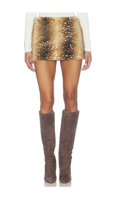 Superdown Eloise Faux Fur Mini Skirt
