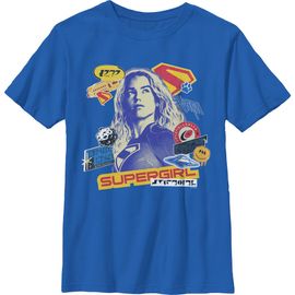 Supergirl Supergirl Boys' Pop Art Stickers and Badges Graphic Short Sleeve T-Shirt