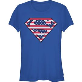 SUPERMAN SUPERMAN Junior's Patriotic Logo Short Sleeve Graphic T-Shirt