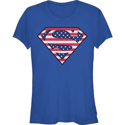 SUPERMAN SUPERMAN Junior's Patriotic Logo Short Sleeve Graphic T-Shirt