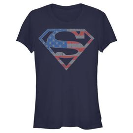 SUPERMAN SUPERMAN Junior's Stars and Stripes S Shield Short Sleeve Graphic T-Shirt