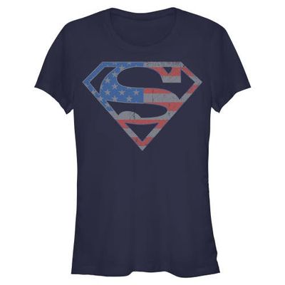 SUPERMAN SUPERMAN Junior's Stars and Stripes S Shield Short Sleeve Graphic T-Shirt