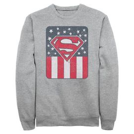 SUPERMAN SUPERMAN Men's Patriotic S Shield Long Sleeve Crewneck Sweatshirt