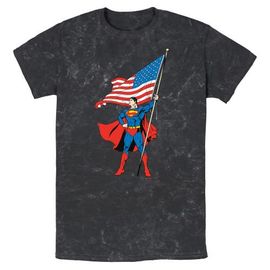 SUPERMAN SUPERMAN Men's Proud American Flag Short Sleeve Graphic T-Shirt