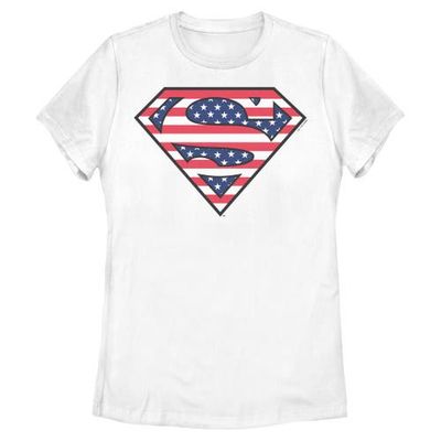SUPERMAN SUPERMAN Women's Patriotic Logo Short Sleeve Graphic T-Shirt