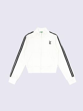 SUPERTHINGS Fur Embroidery Zip-up Jacket [White]
