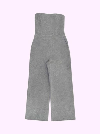 SUPERTHINGS Handmade Wool-Cashmere Open Shoulder Jumpsuit [Grey]