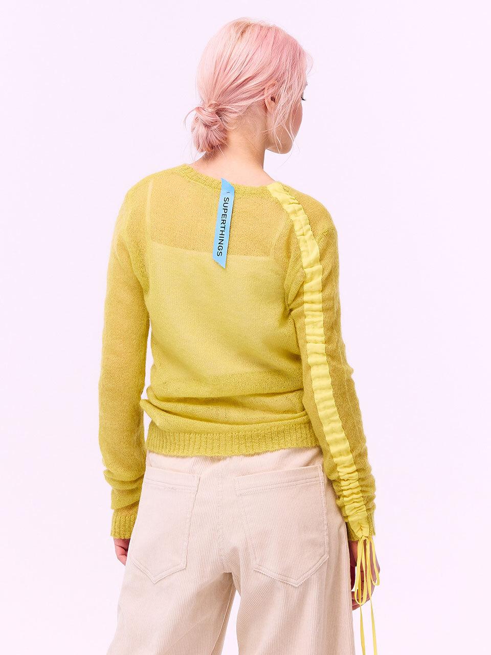 SUPERTHINGS Mohair Logo Tape Adjustable Sleeve Knit [MUSTARD]
