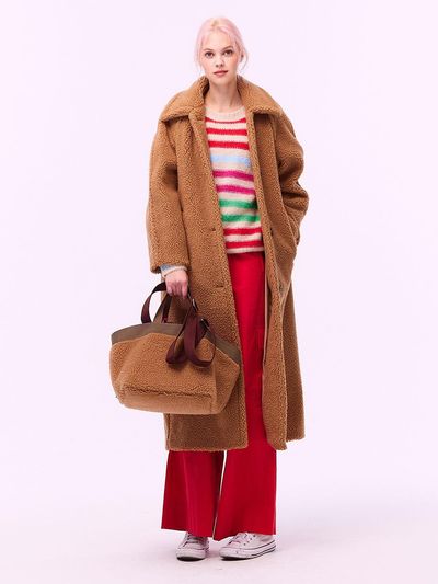 SUPERTHINGS Oversized Wool Blend Teddy Coat [Camel]