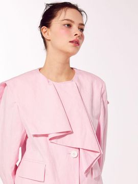 SUPERTHINGS Ruffle Point Linen Cotton Jacket [Pink]