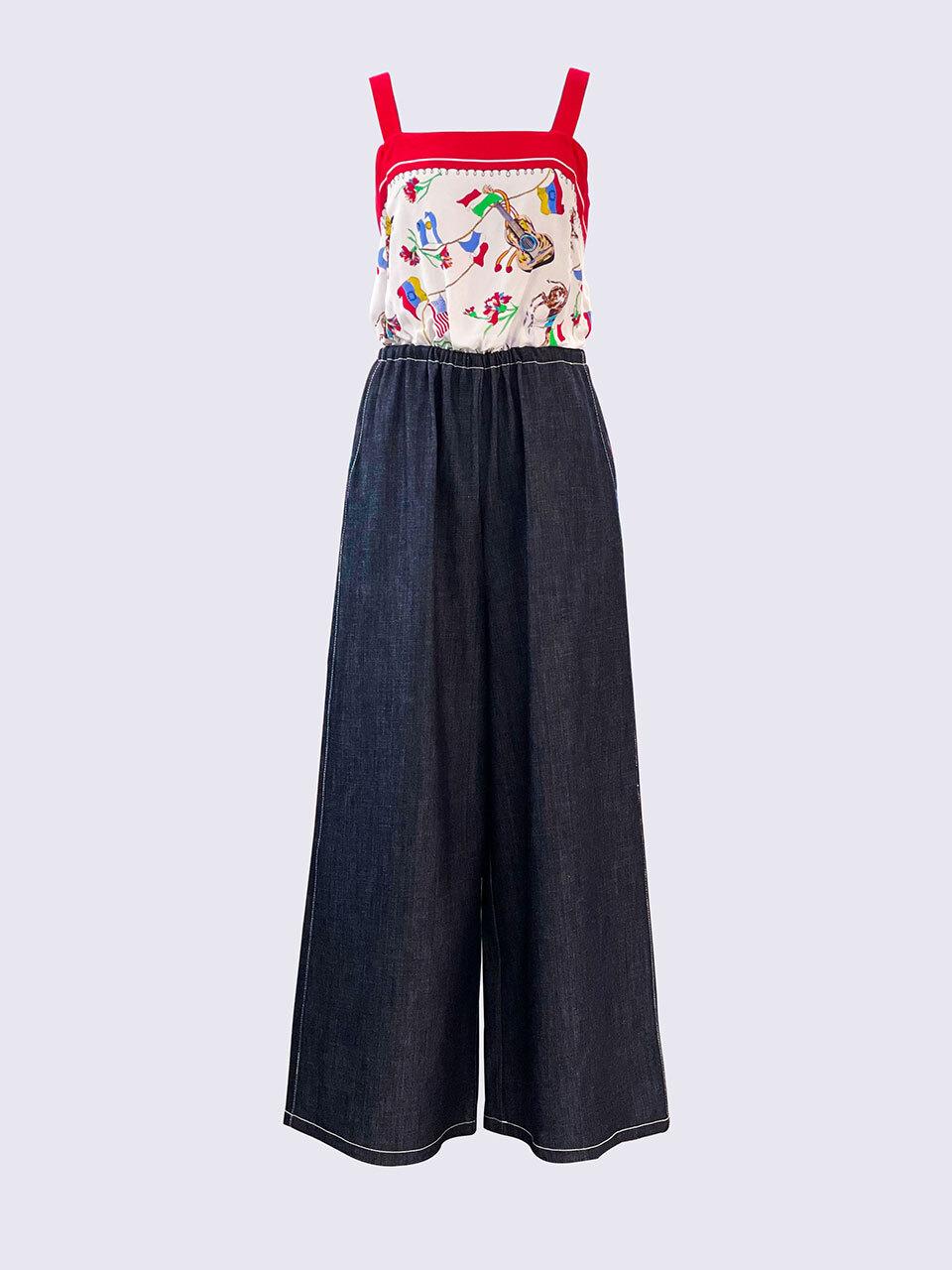 SUPERTHINGS Sleeveless Wide-leg Maxi Jumpsuit [Indigo]