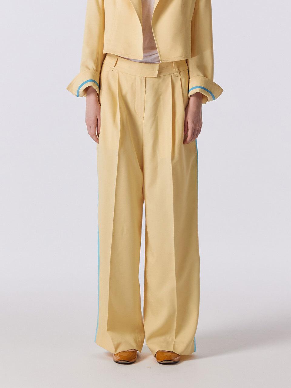SUPERTHINGS Two-Pleat Polyester Formal Pants [Yellow]