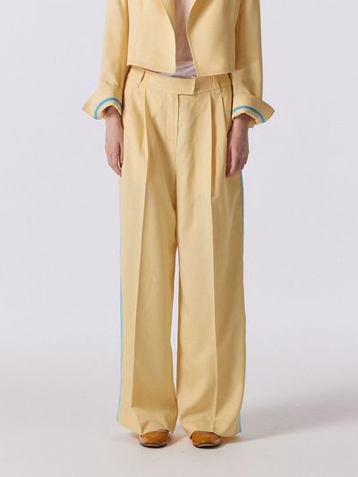 SUPERTHINGS Two-Pleat Polyester Formal Pants [Yellow]