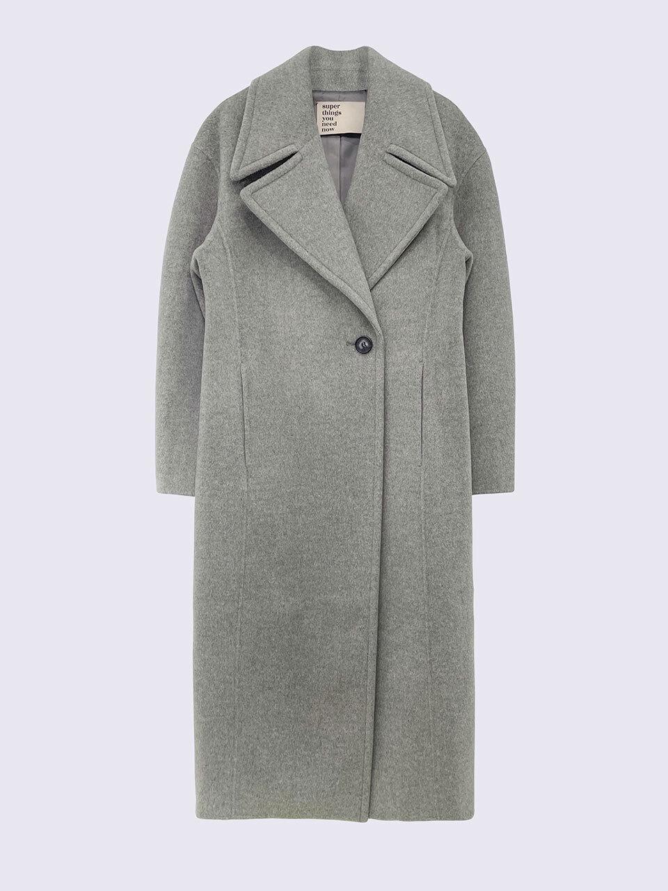 SUPERTHINGS Waist-fit Handmade Wool Long Coat [Grey]