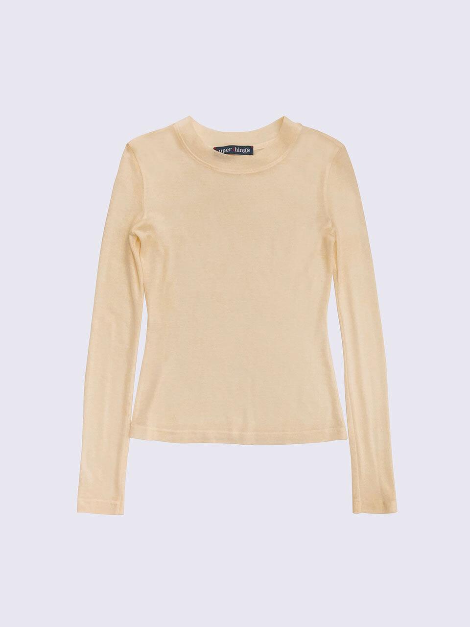 SUPERTHINGS Wool Tencel Round Neck T-shirt [Light Brown]