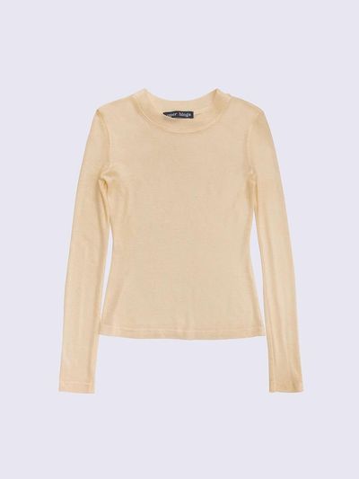 SUPERTHINGS Wool Tencel Round Neck T-shirt [Light Brown]