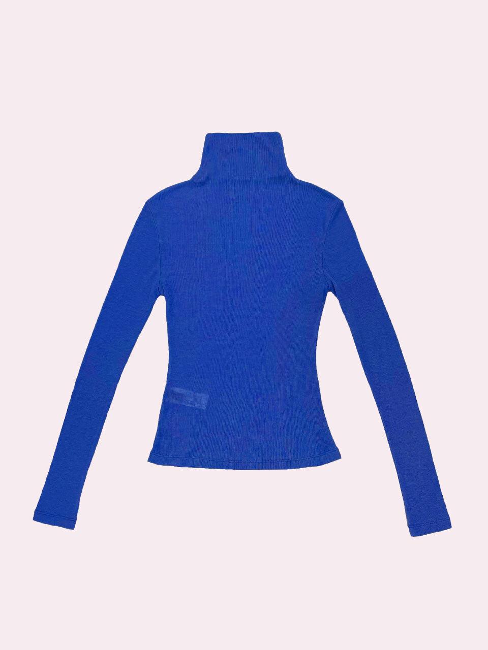 SUPERTHINGS Wool Tencel Stretchy Turtleneck T-shirt [Blue]