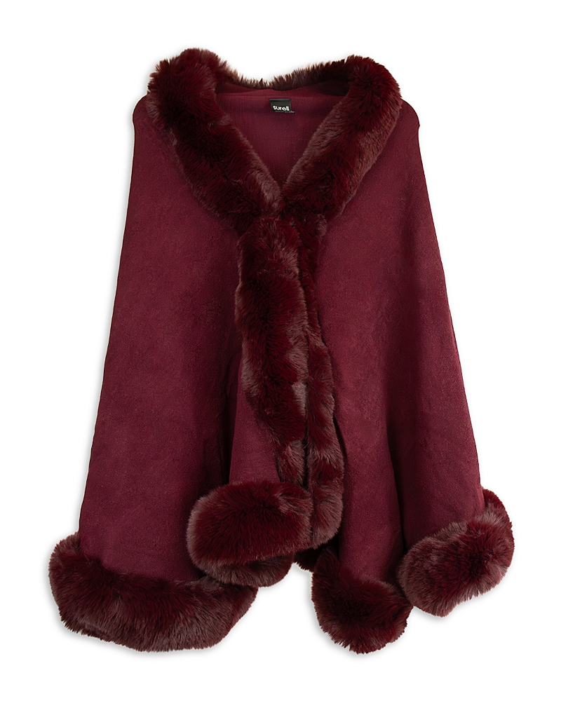 Surell Surell Faux Fur Trim Poncho