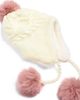 Surell Surell Girls' Cable Knit HatWith Earflaps & Faux Fur Pom - 2