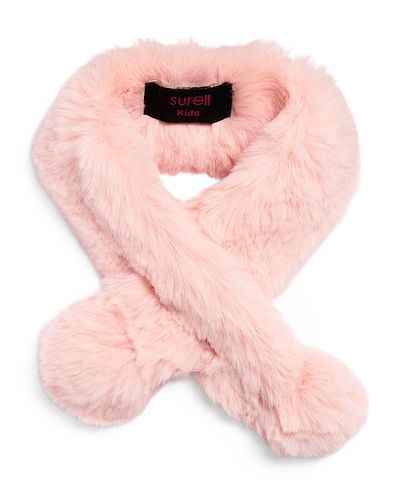 Surell Surell Girls' Faux Fur Pull Through Scarf With Pom Ends