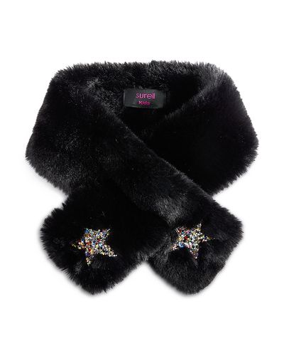 Surell Surell Girls' Rex Faux Fur Pull Through Scarf With Star Appliques
