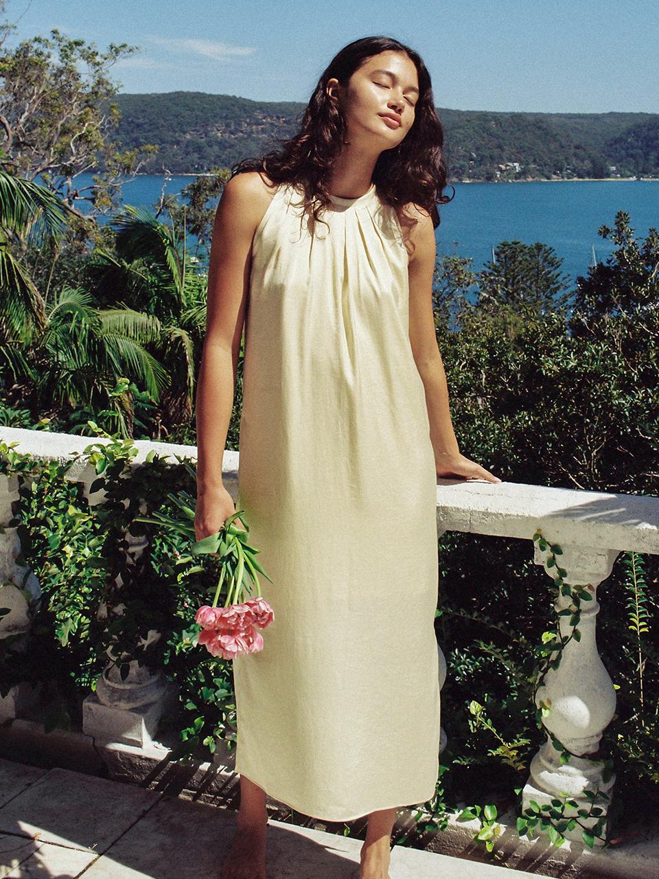 SURFEA Halter Neck Dress - Butter