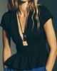 Susana Monaco Plunged Wire Peplum Top - 1