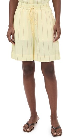 Susana Monaco Susana Monaco Crinkle Satin Stripe Boxer Shorts Whipped Cream