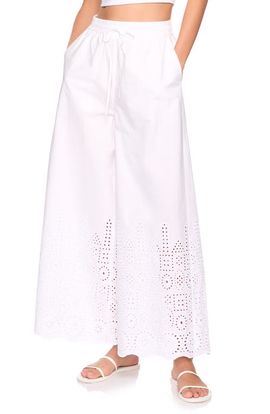 Susana Monaco Susana Monaco Embroidered Cotton Eyelet Wide Leg Pants