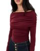 Susana Monaco Susana Monaco Extra Gathered Off Shoulder Top Oxblood - 1