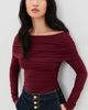 Susana Monaco Susana Monaco Extra Gathered Off Shoulder Top Oxblood - 2