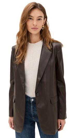Susana Monaco Susana Monaco Faux Leather Boyfriend Blazer Java