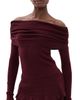 Susana Monaco Susana Monaco Light Merino Off Shoulder Sweater Beaujolais - 1