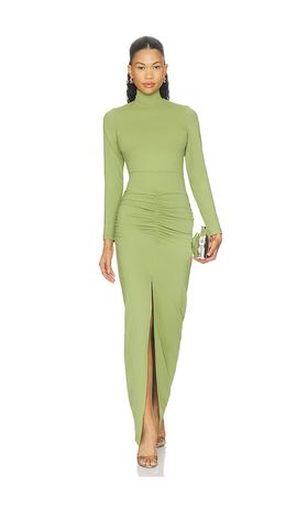 Susana Monaco Susana Monaco Mock Long Sleeve Slit Front Dress