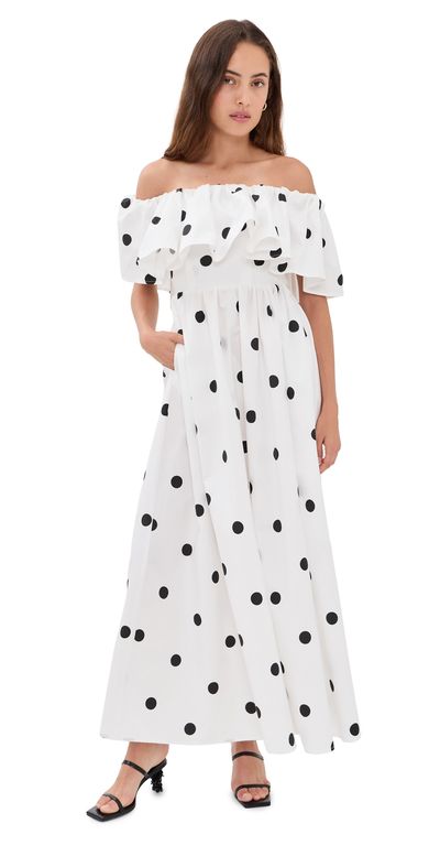 Susana Monaco Susana Monaco Polka-Dot Poplin Dress Sugar/Black