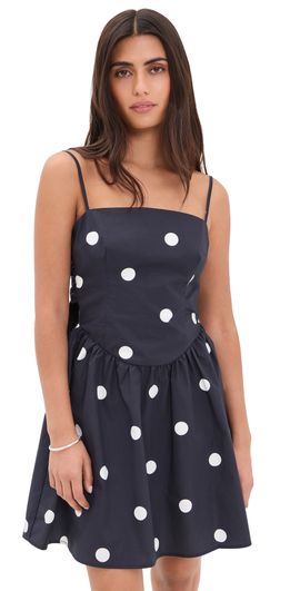 Susana Monaco Susana Monaco Polka-Dot Poplin Mini Dress Midnight/Sugar