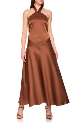 Susana Monaco Susana Monaco Satin Halter Midi Dress
