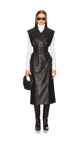 Susana Monaco Susana Monaco Sleeveless Faux Leather Sleeveless Trench