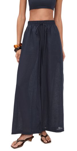 Susana Monaco Susana Monaco Solid Linen Pants Midnight