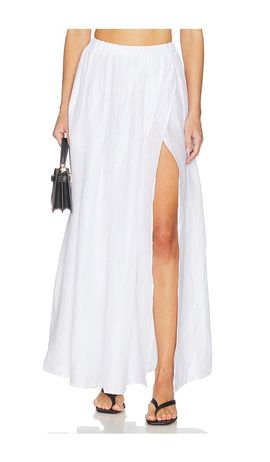Susana Monaco Susana Monaco Solid Linen Wrap Elastic Skirt