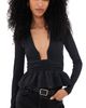Susana Monaco Susana Monaco Square Wire Long Sleeve Peplum Top Black - 1