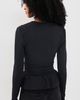 Susana Monaco Susana Monaco Square Wire Long Sleeve Peplum Top Black - 3
