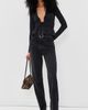 Susana Monaco Susana Monaco Square Wire Long Sleeve Peplum Top Black - 5