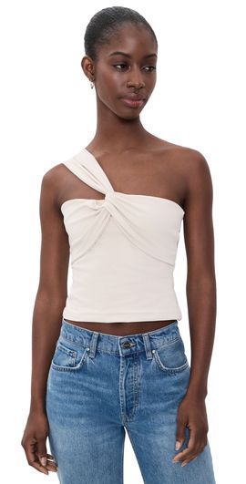 Susana Monaco Susana Monaco Twisted Asymmetrical Blouse Blanched Almond