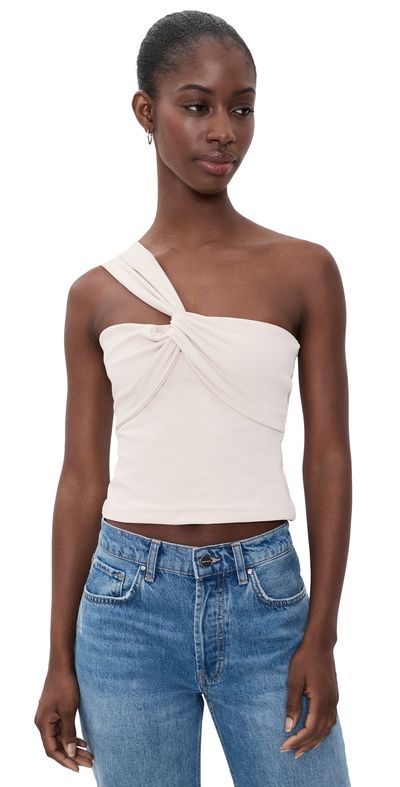 Susana Monaco Susana Monaco Twisted Asymmetrical Blouse Blanched Almond